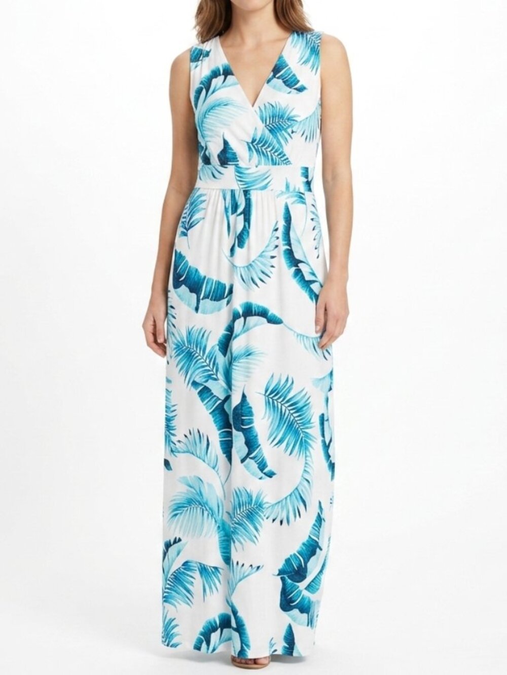 Charter Club Sleeveless Maxi dress with Tropical Palm Print - Picture 1 of 12